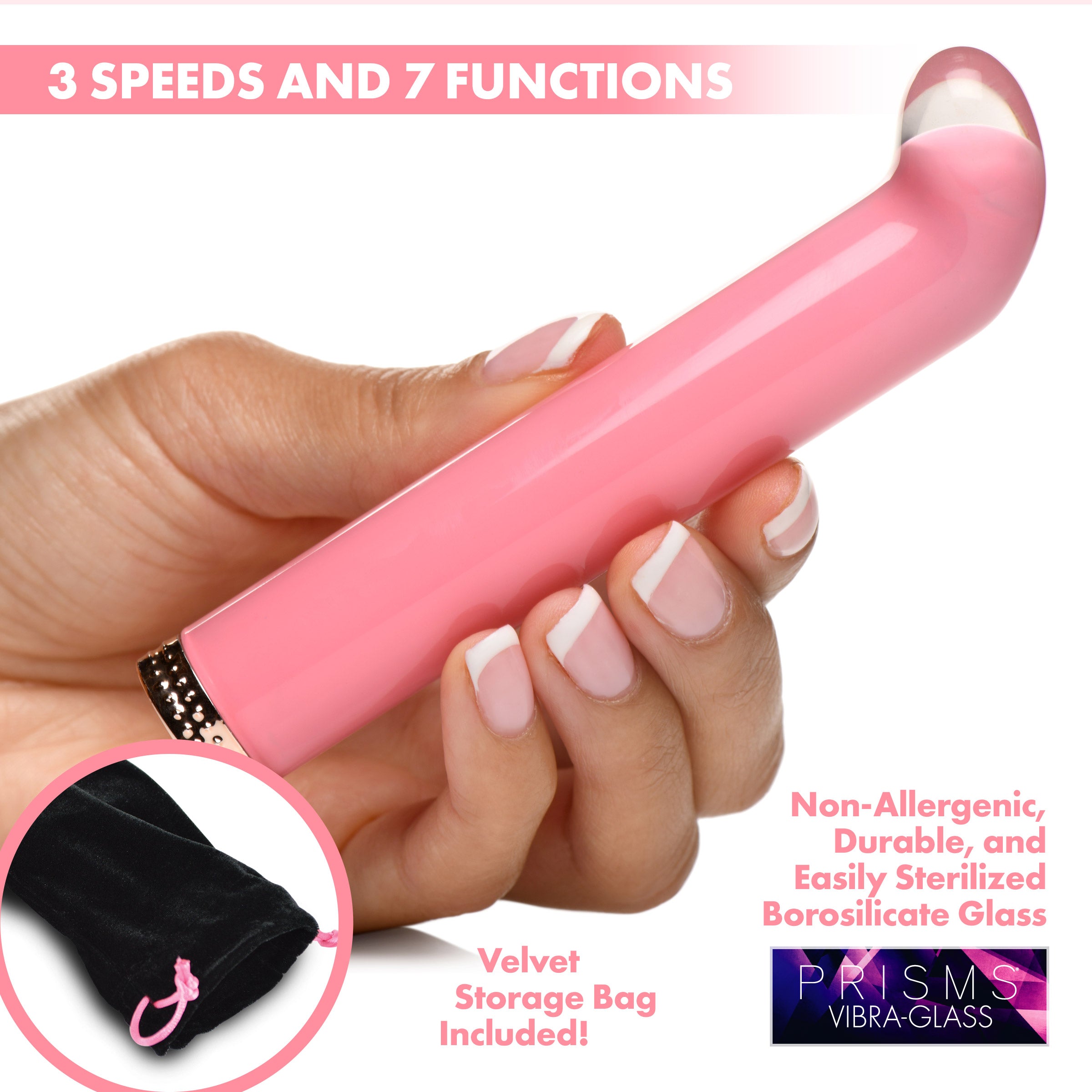 Vibra-Glass 10X Mini G-Spot Vibe Pink