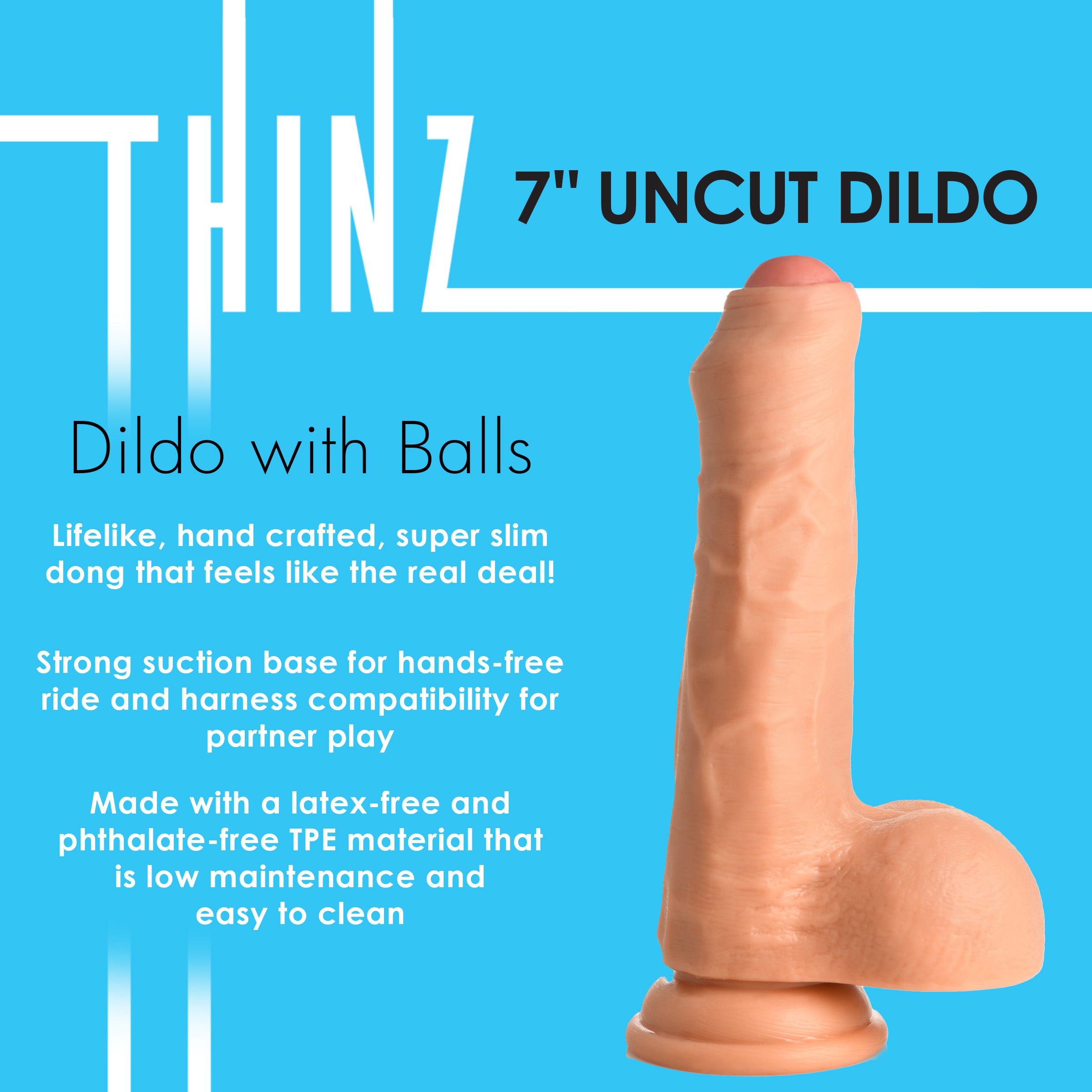 8 Inch uncut Dildo with Balls