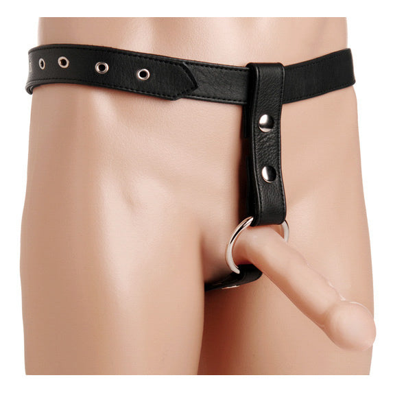 Leather Butt Plug Harness with Cock Ring