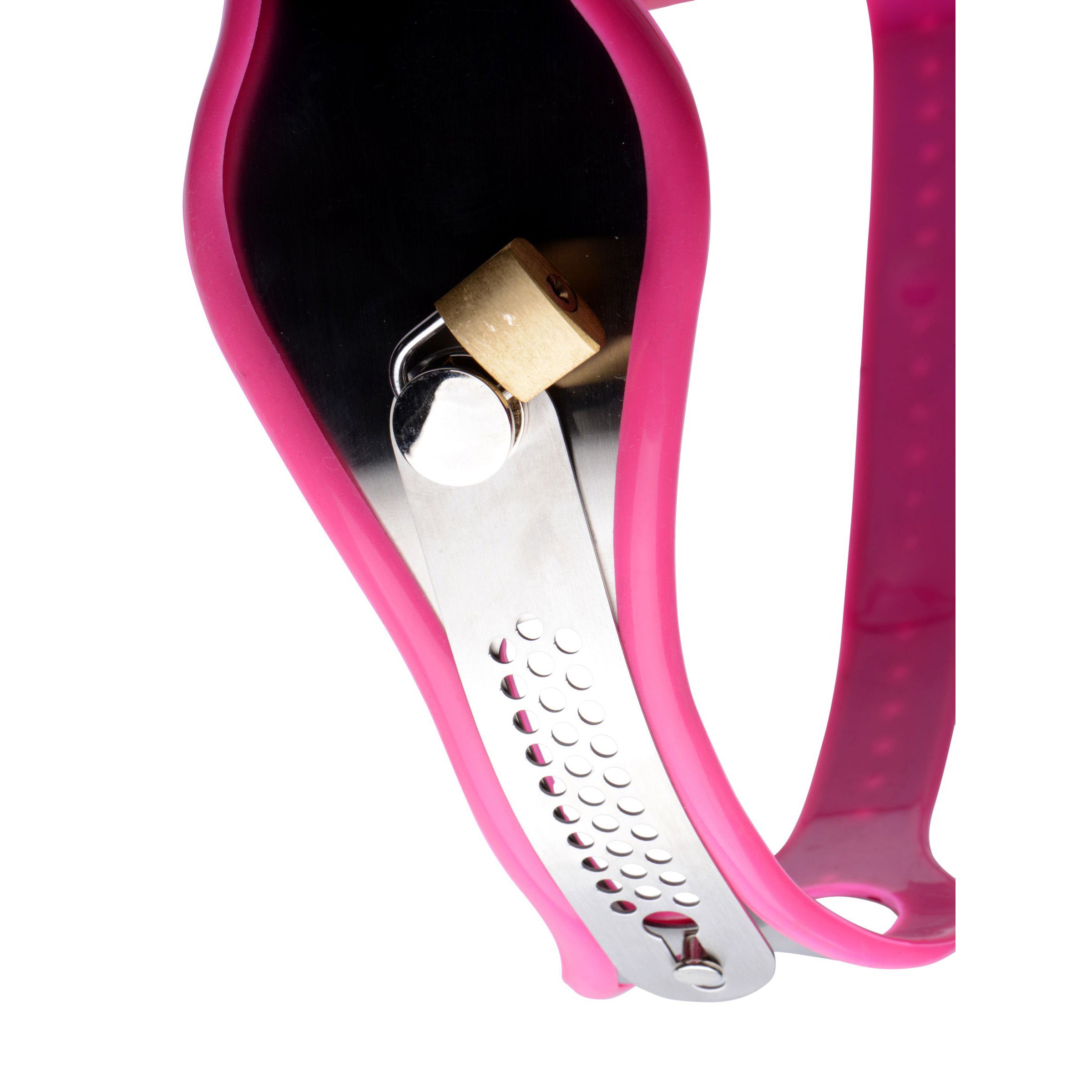 Pink Stainless Steel Adjustable Female Chastity Belt