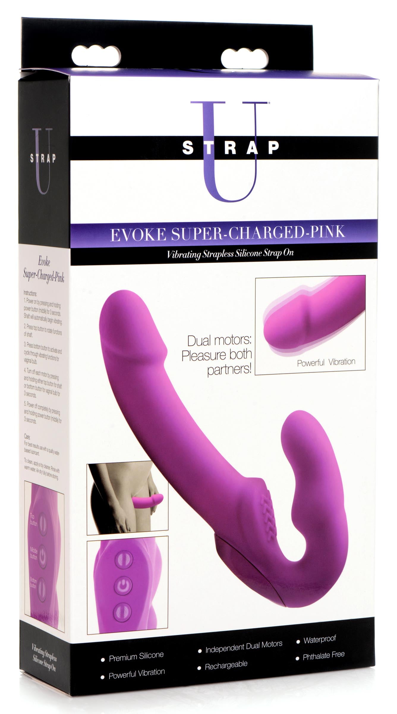 Evoke Rechargeable Vibrating Silicone Strapless Strap On