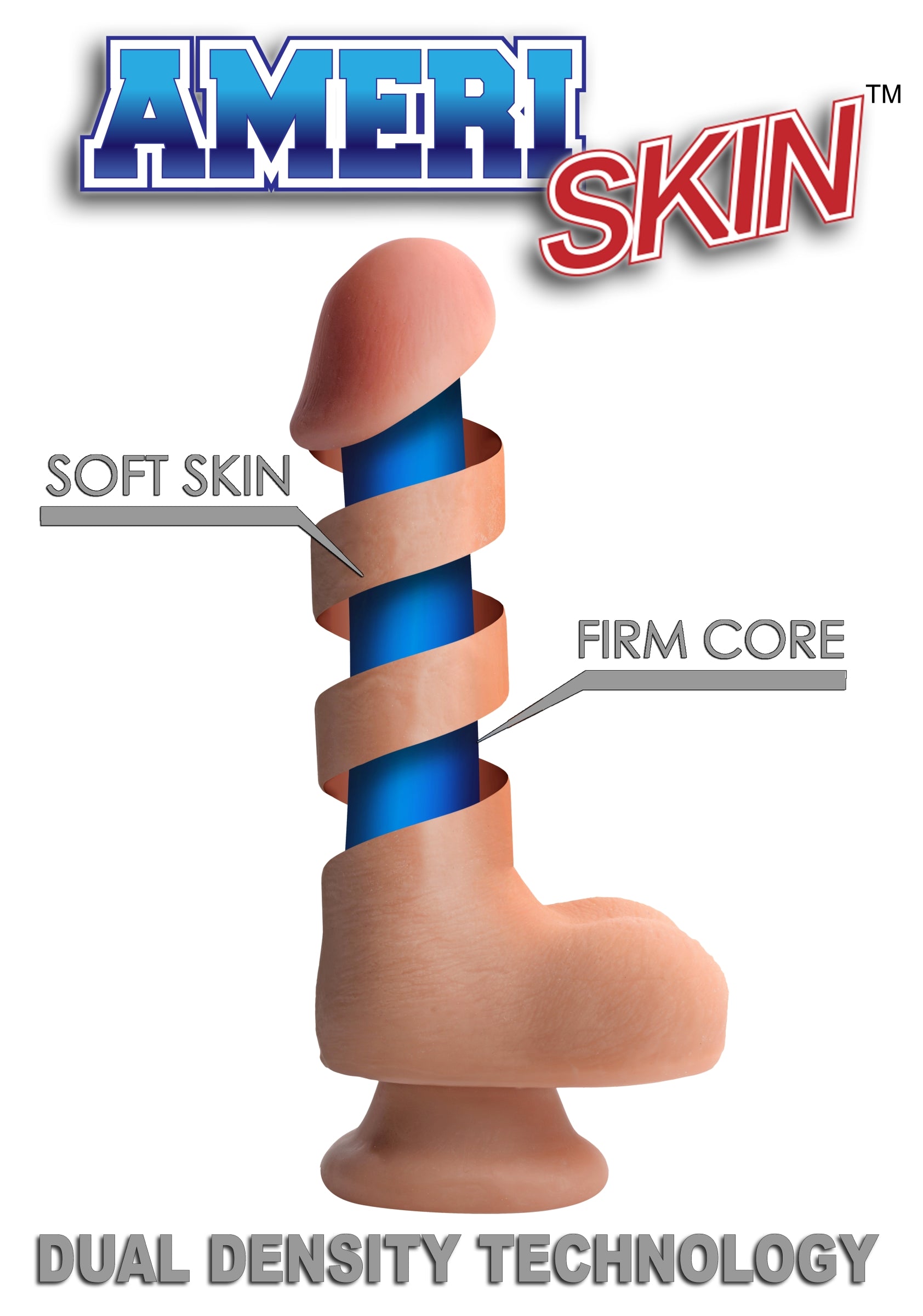9 Inch Ultra Real Dual Layer Suction Cup Dildo- Medium Skin Tone