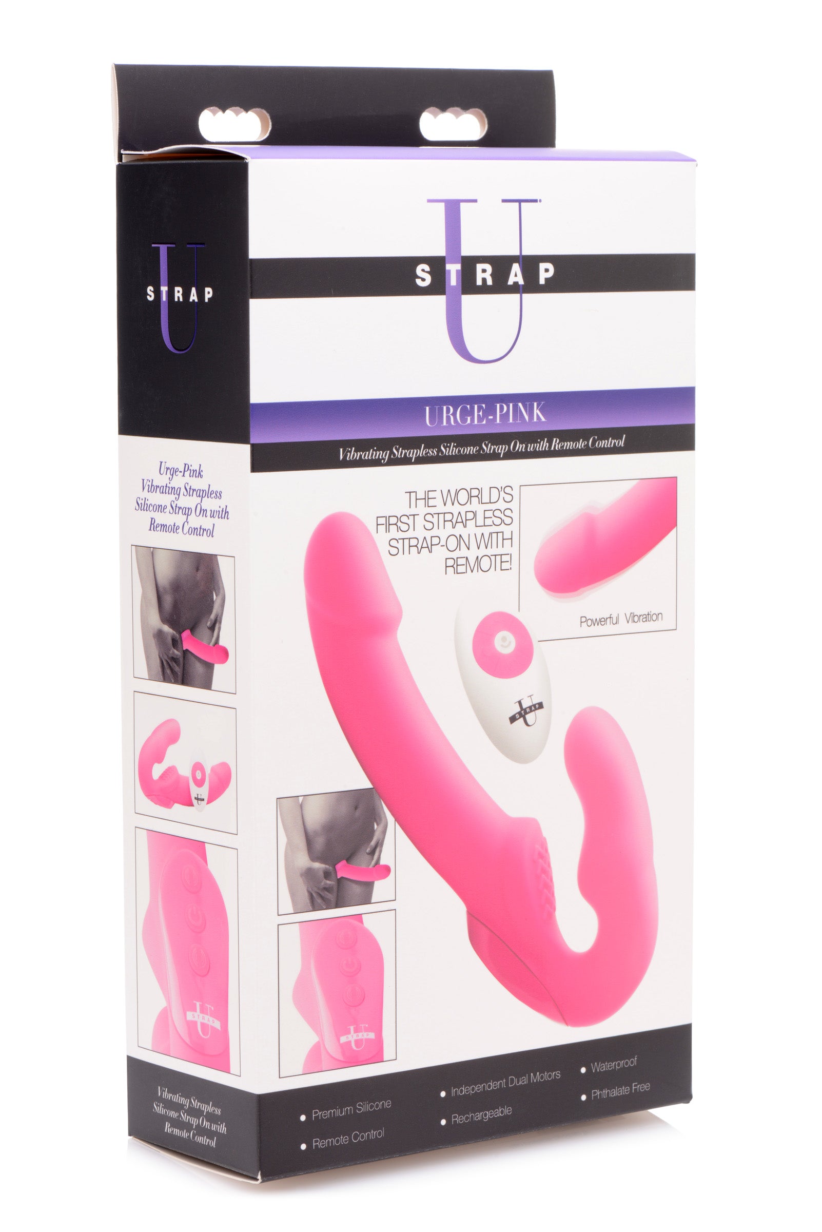 Urge Silicone Strapless Strap On With Remote- Pink