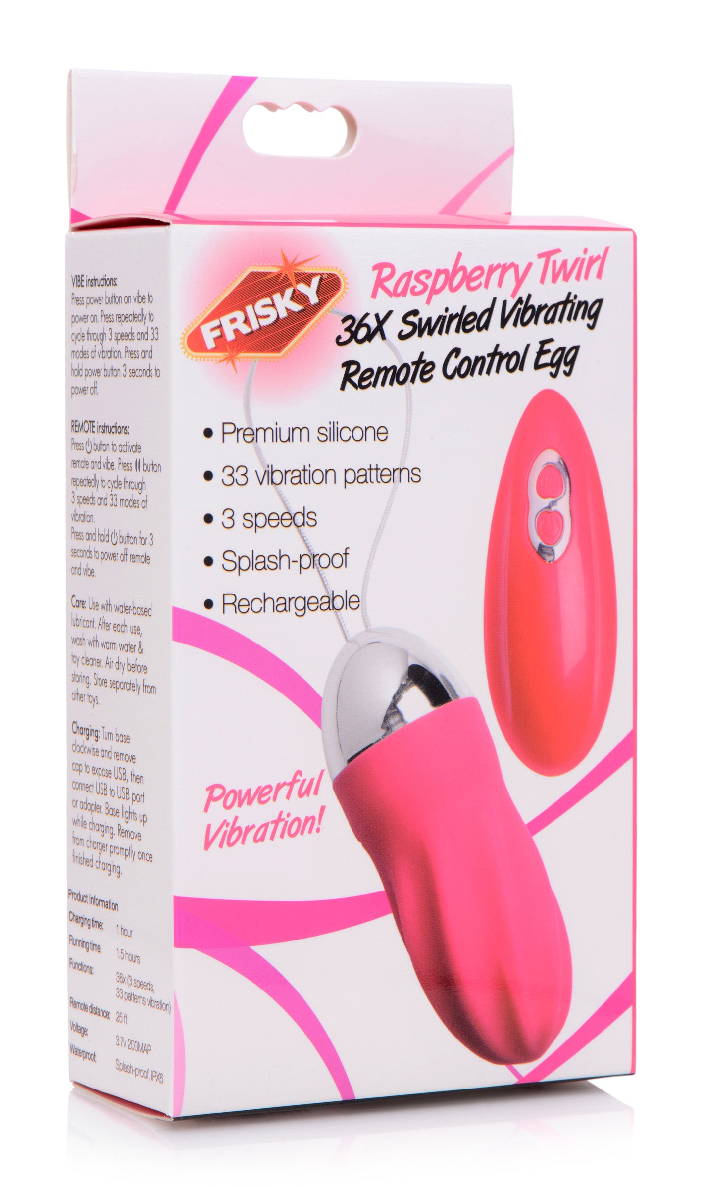 36X Swirled Vibrating Remote Control Egg