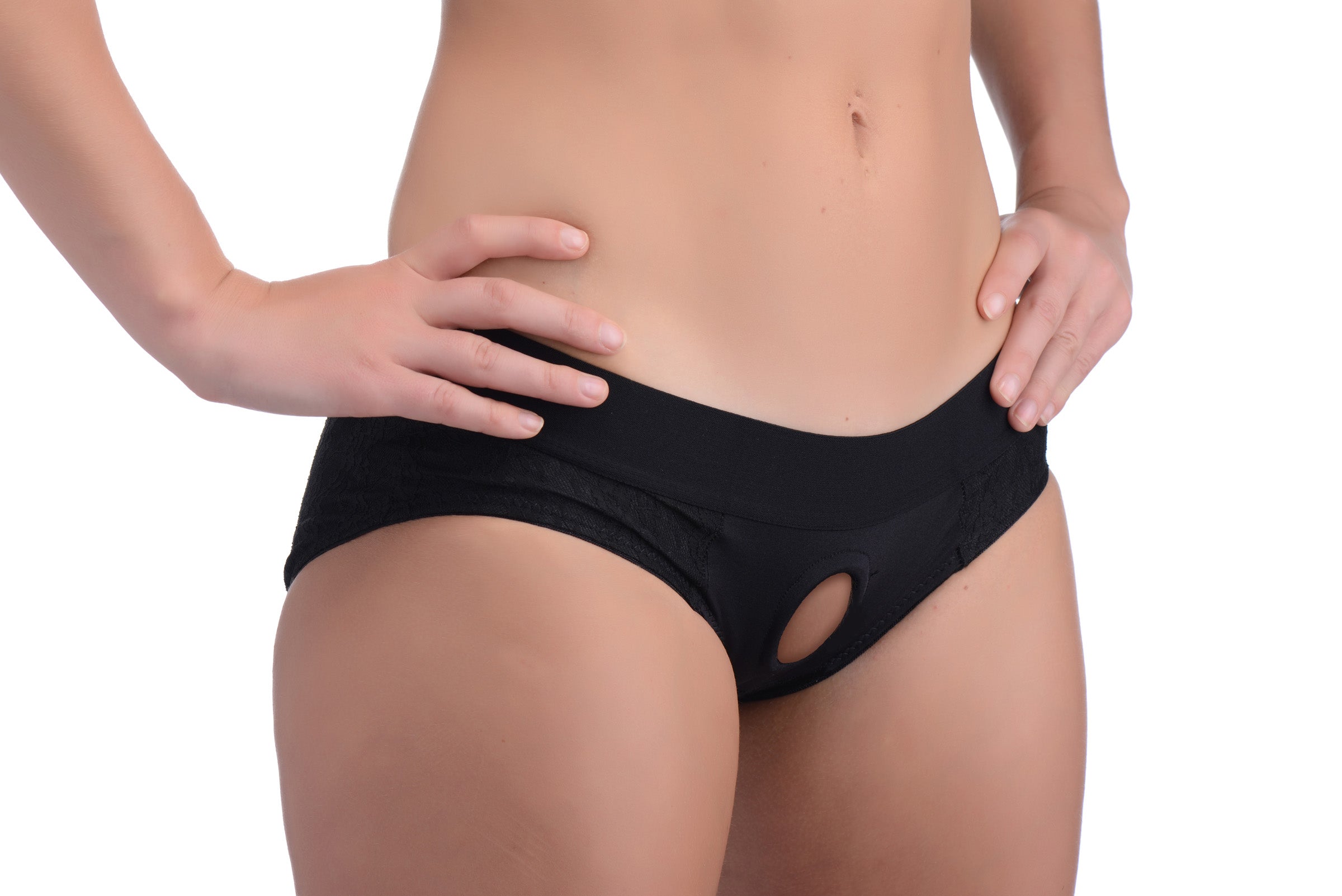 Lace Envy Black Crotchless Panty Harness Large/XL
