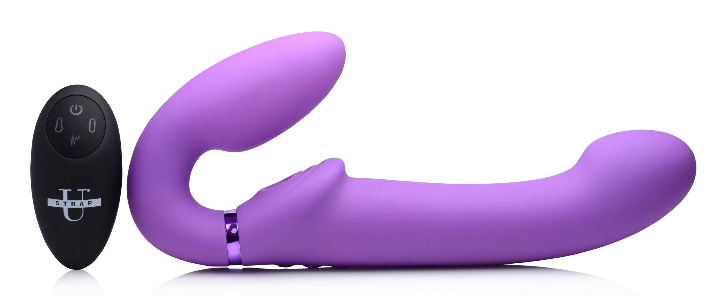 10X Remote Control Ergo-Fit G-Pulse Inflatable and Vibrating Strapless Strap-on - Purple
