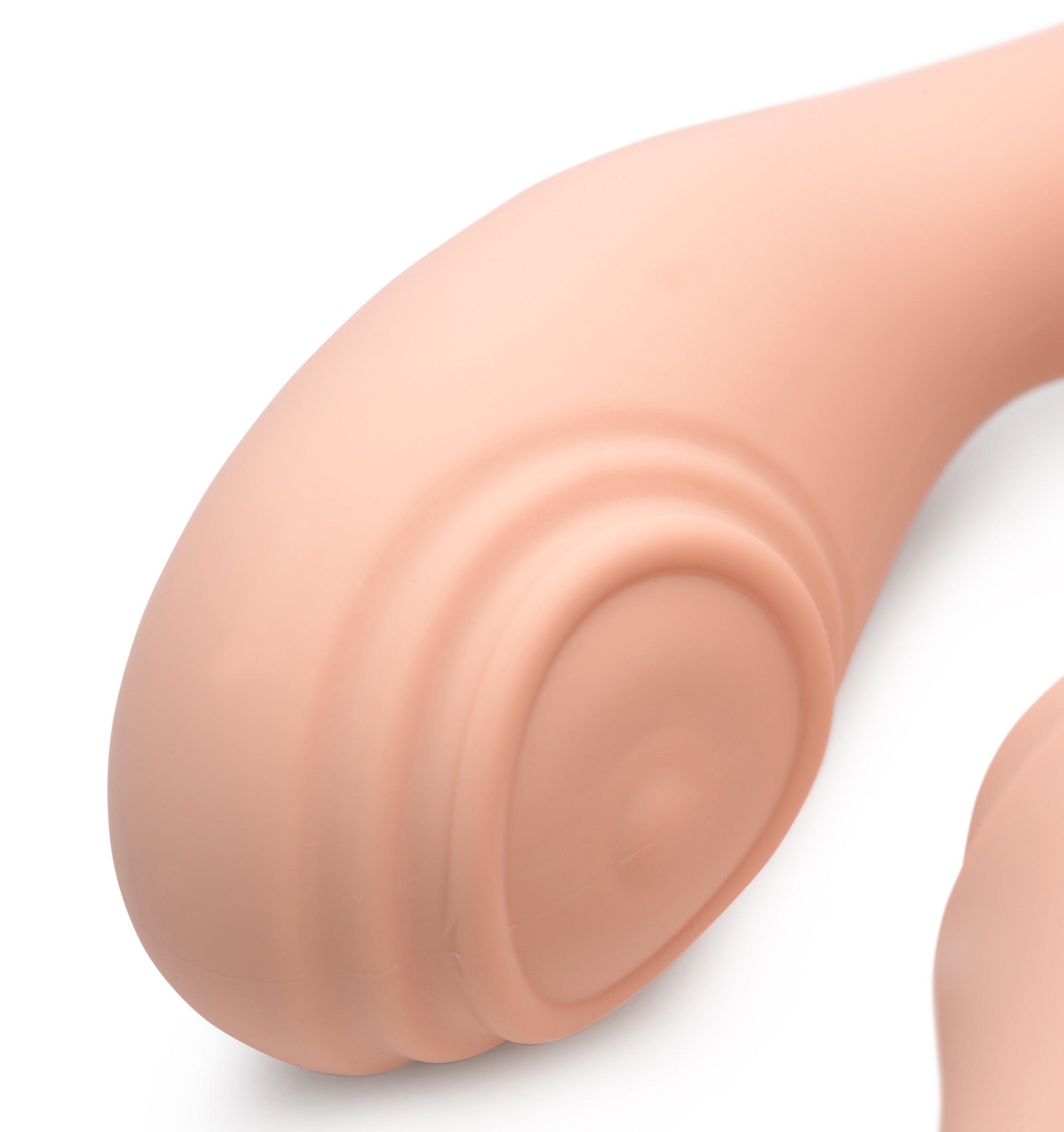 15X U-Pulse Silicone Pulsating and Vibrating Strapless Strap-on with Remote - Blush