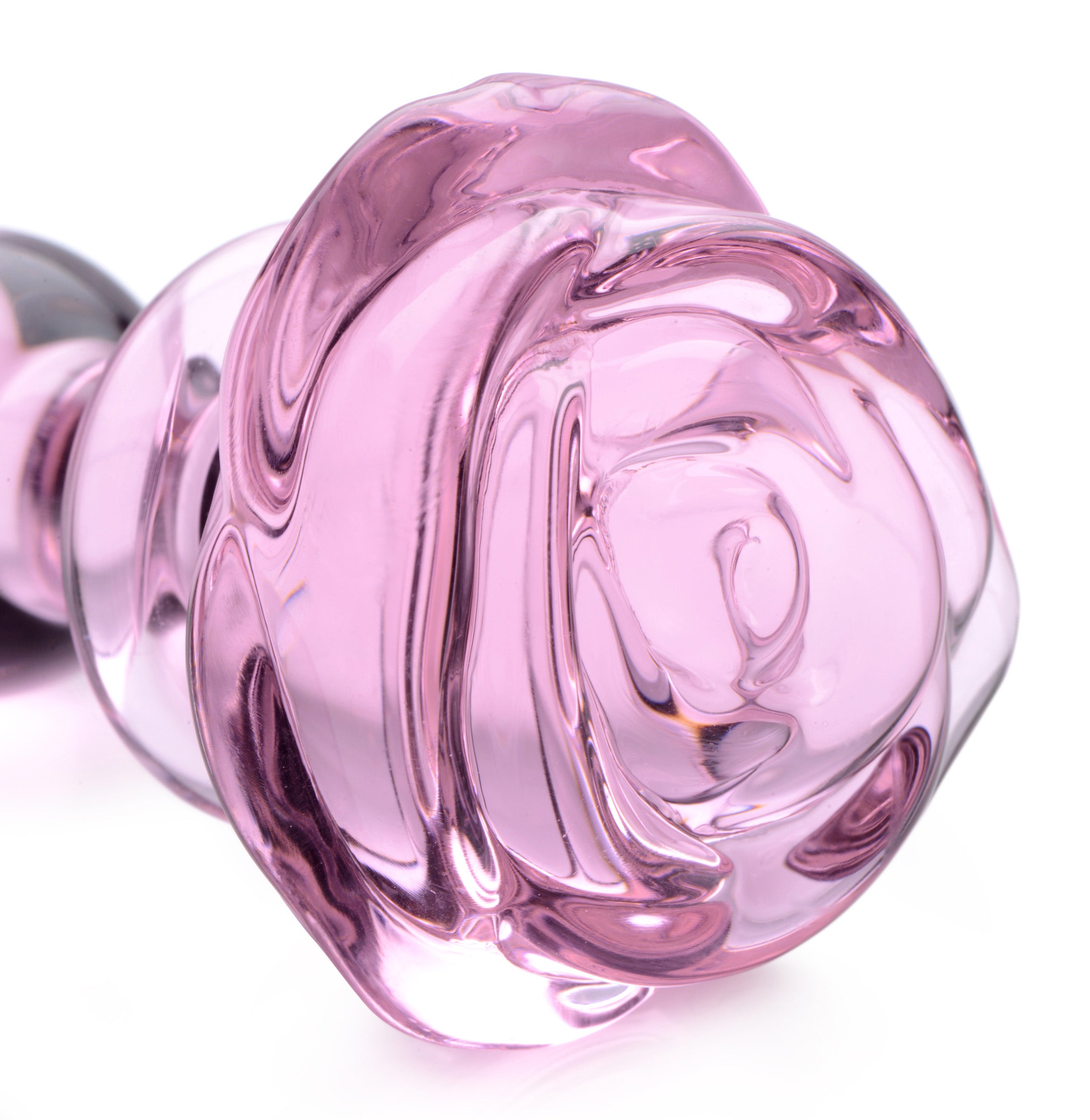 Pink Rose Glass Anal Plug