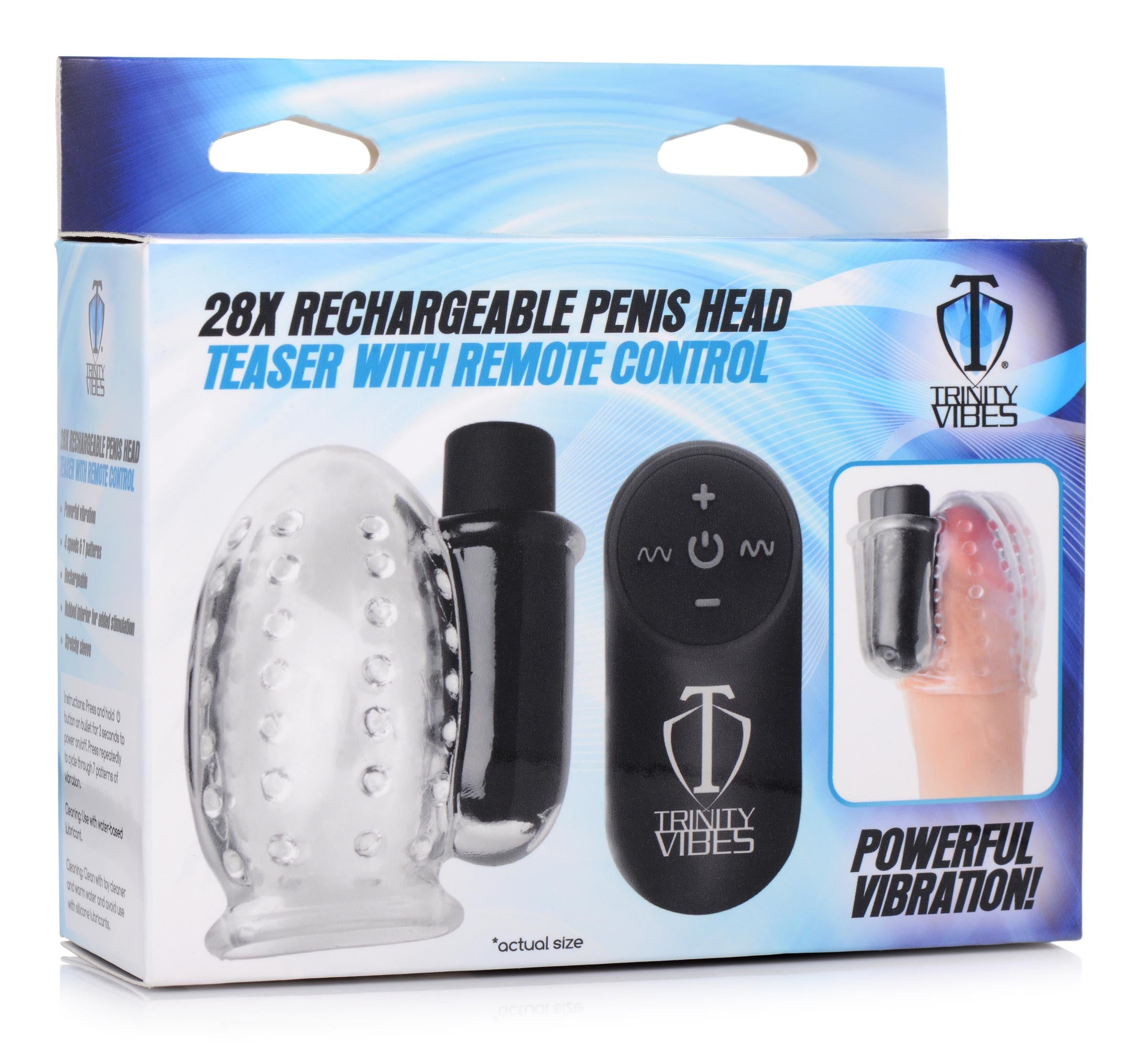 28X Rechargeable Penis Head Teaser with Remote Control