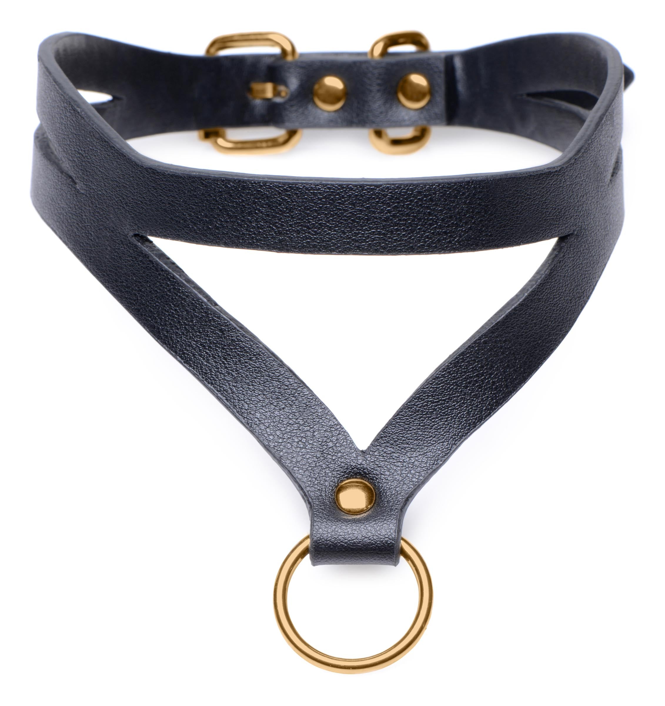 Bondage Baddie Black and Gold Collar with O-Ring