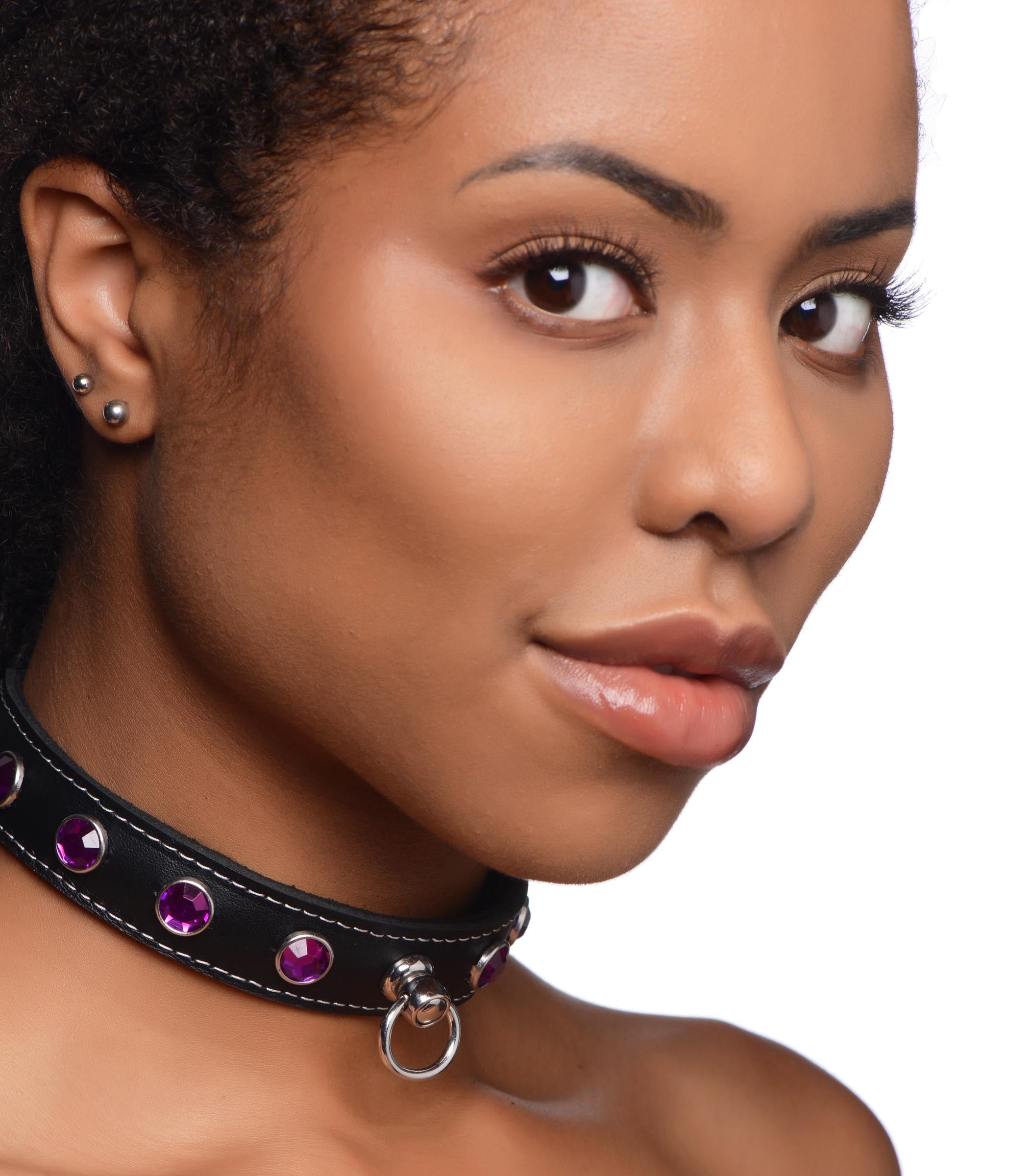 Fierce Vixen Leather Choker with Rhinestones