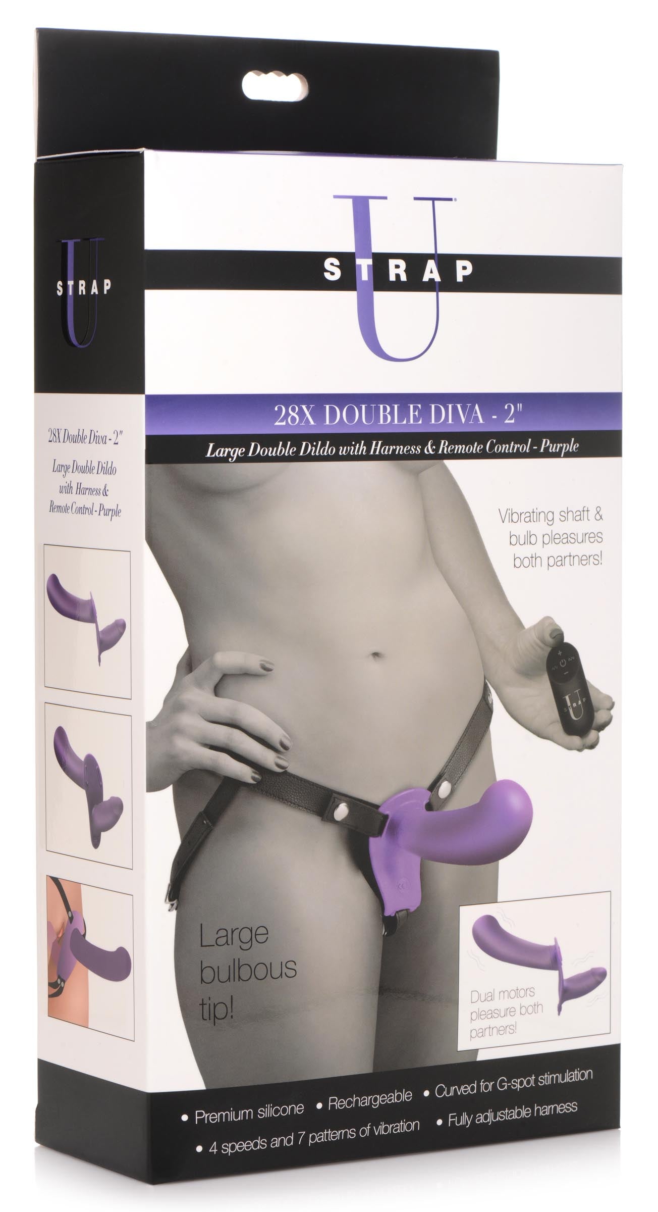 28X Double Diva 2 Inch Double Dildo with Harness and Remote Control