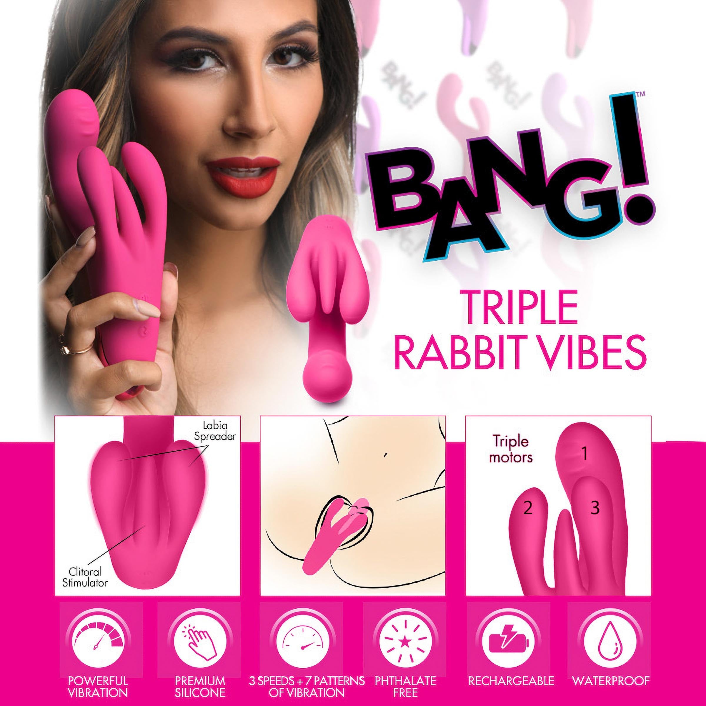 10X Triple Rabbit Silicone Vibrator