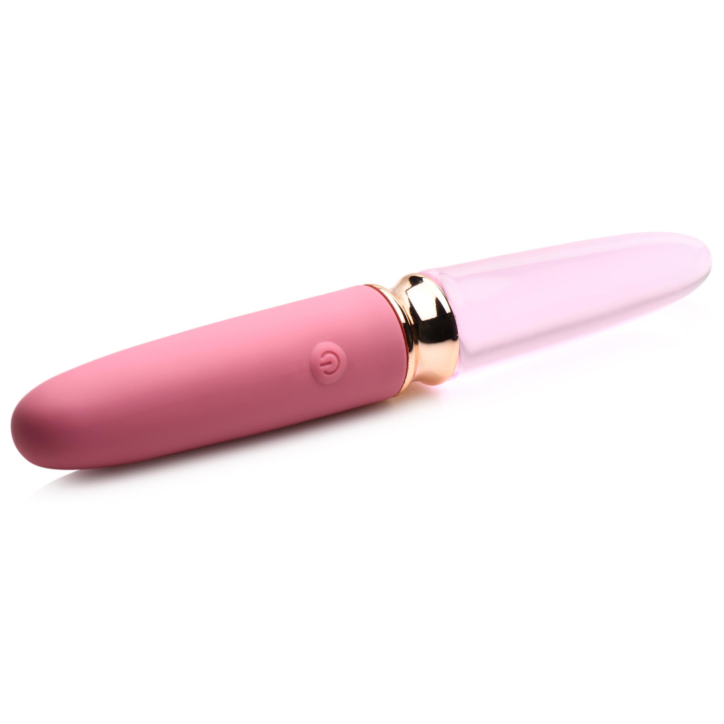 10X Rose Dual Ended Smooth Silicone and Glass Vibrator
