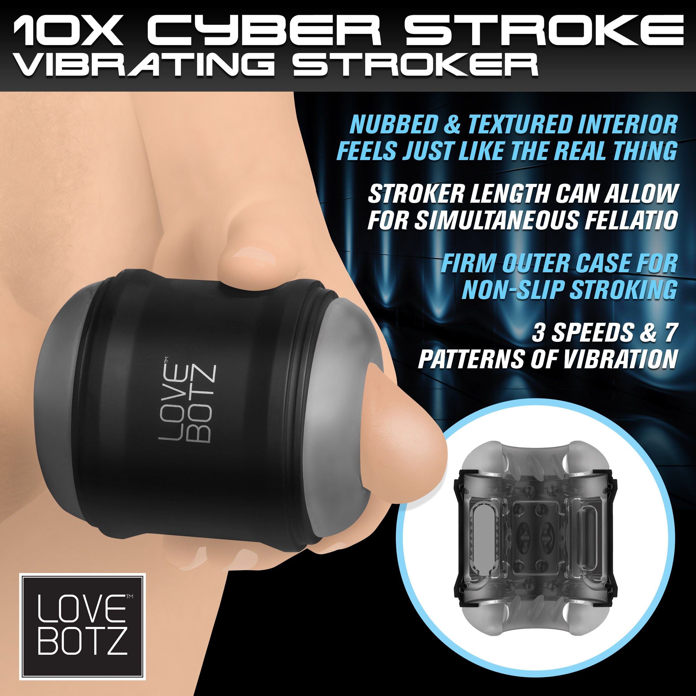 10X Cyber Stroke Vibrating Masturbator