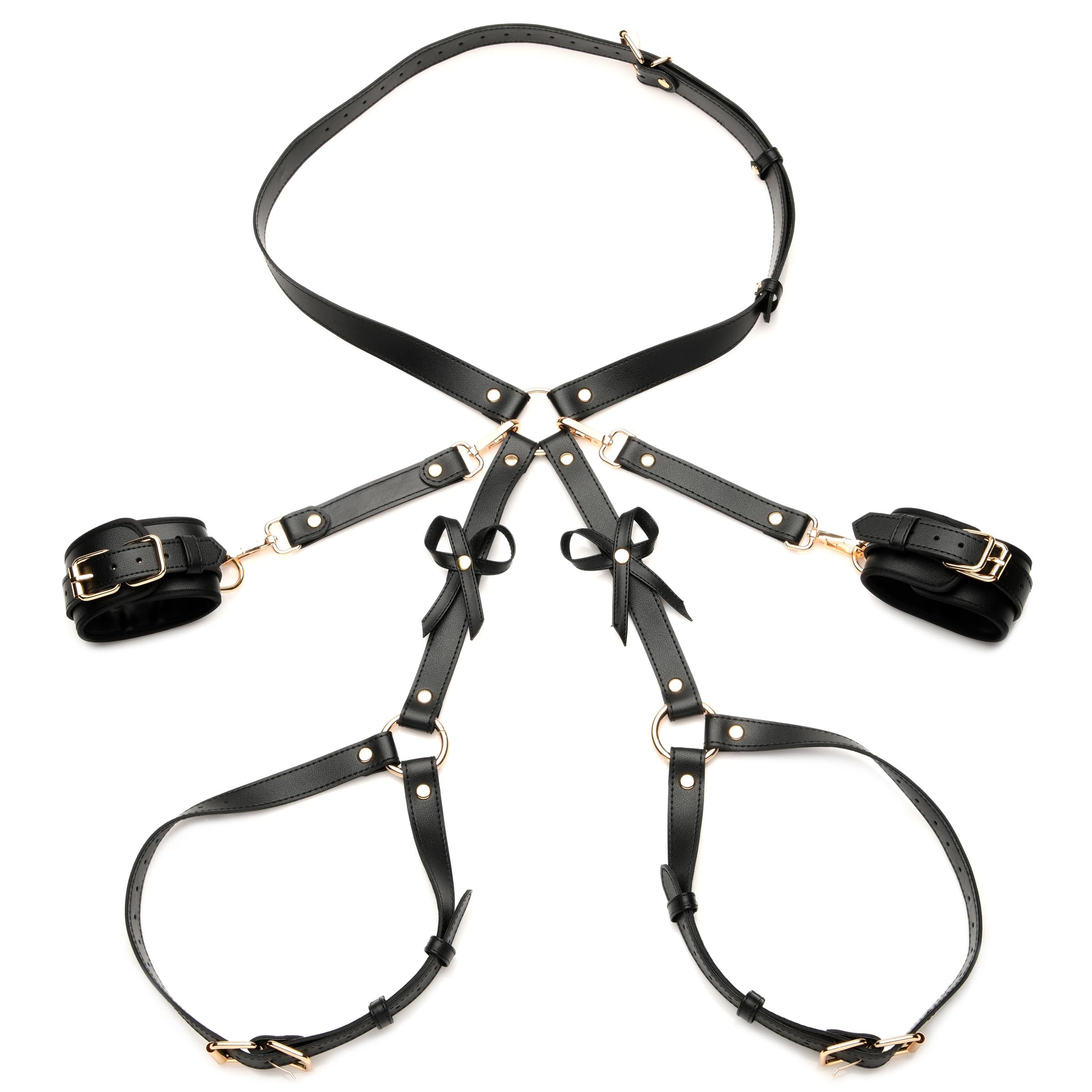 Black Bondage Thigh Harness with Bows XL/2XL
