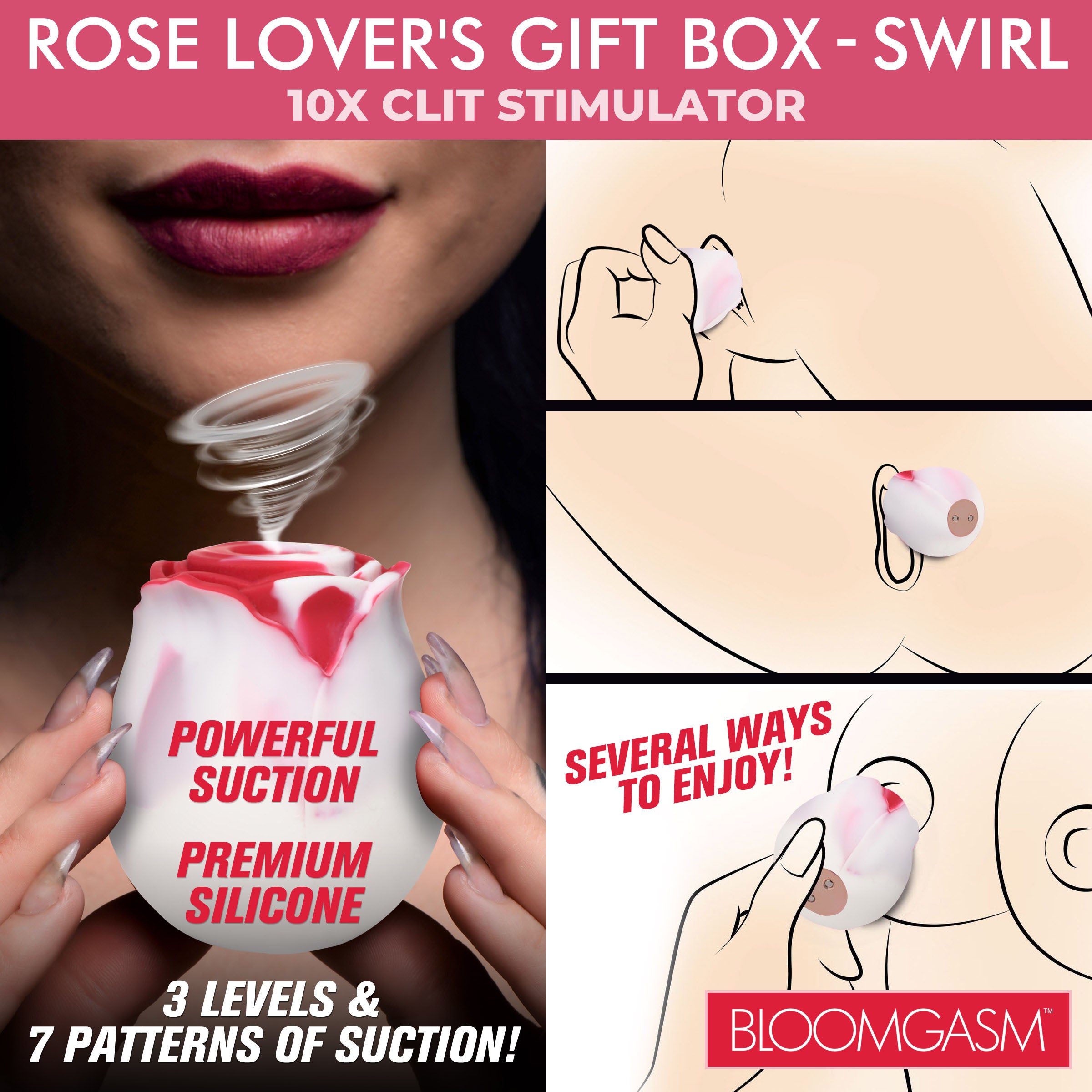 The Rose Lovers Gift Box 10x Clit Suction Rose - Swirl