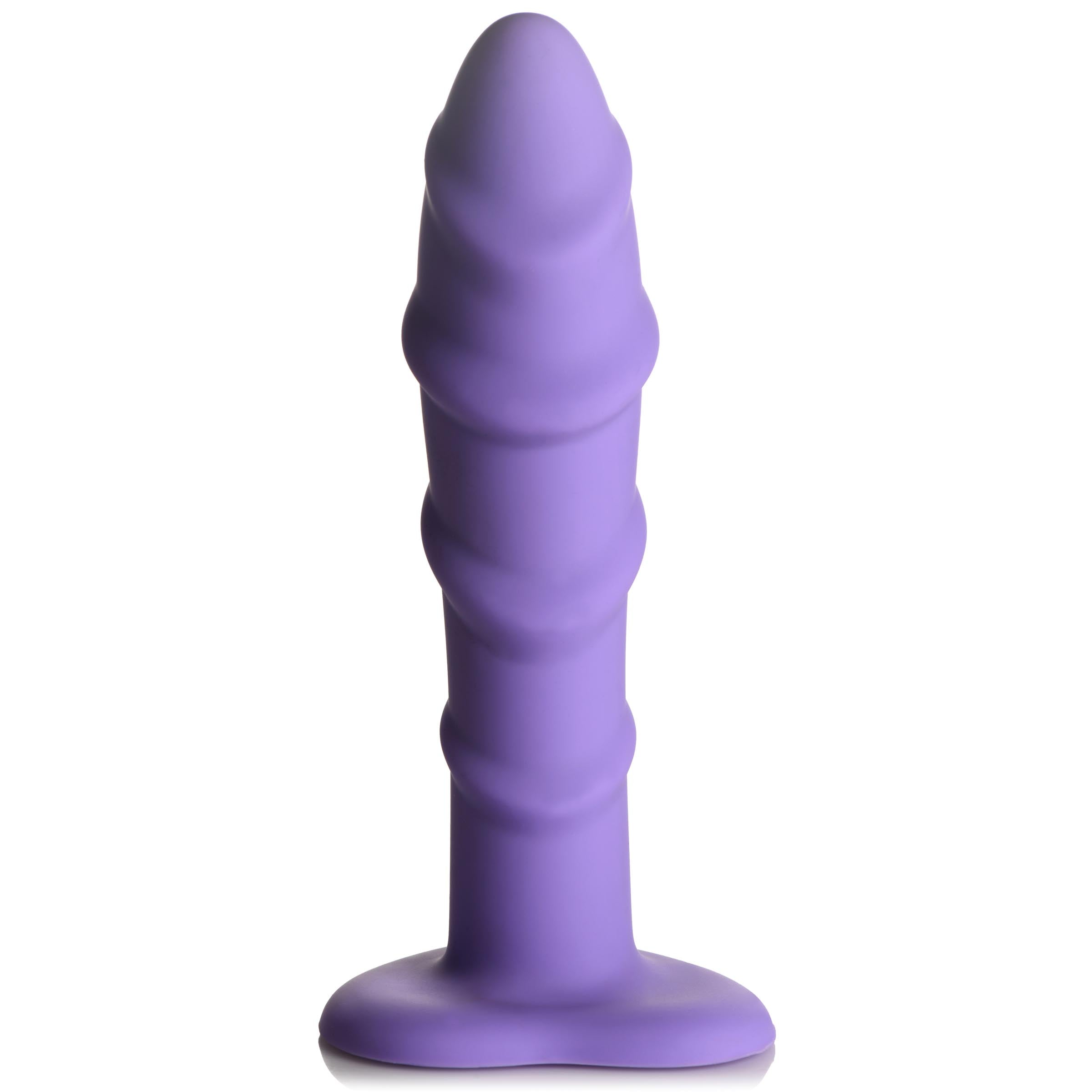 Ribbed Silicone Blue Dildo