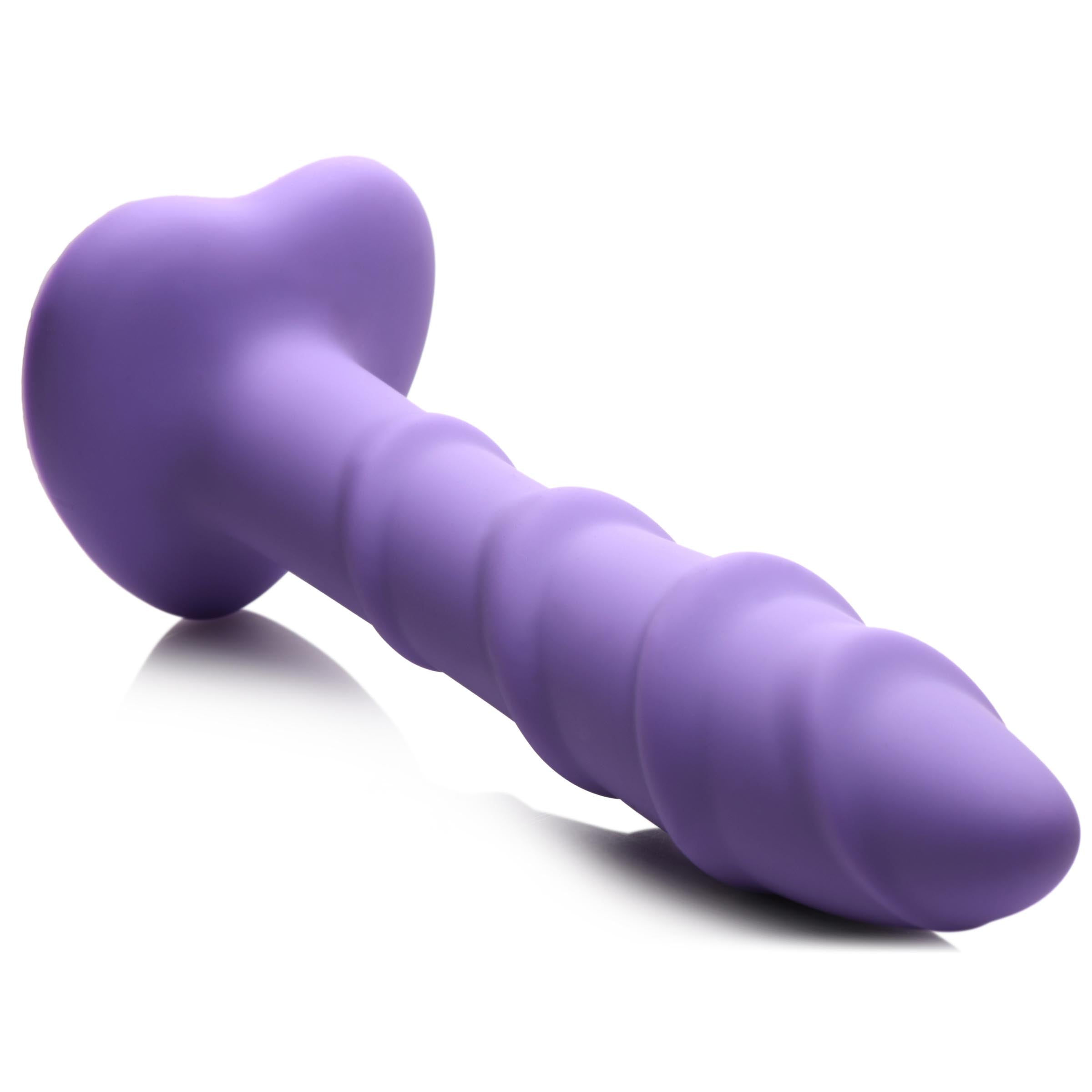 Ribbed Silicone Blue Dildo