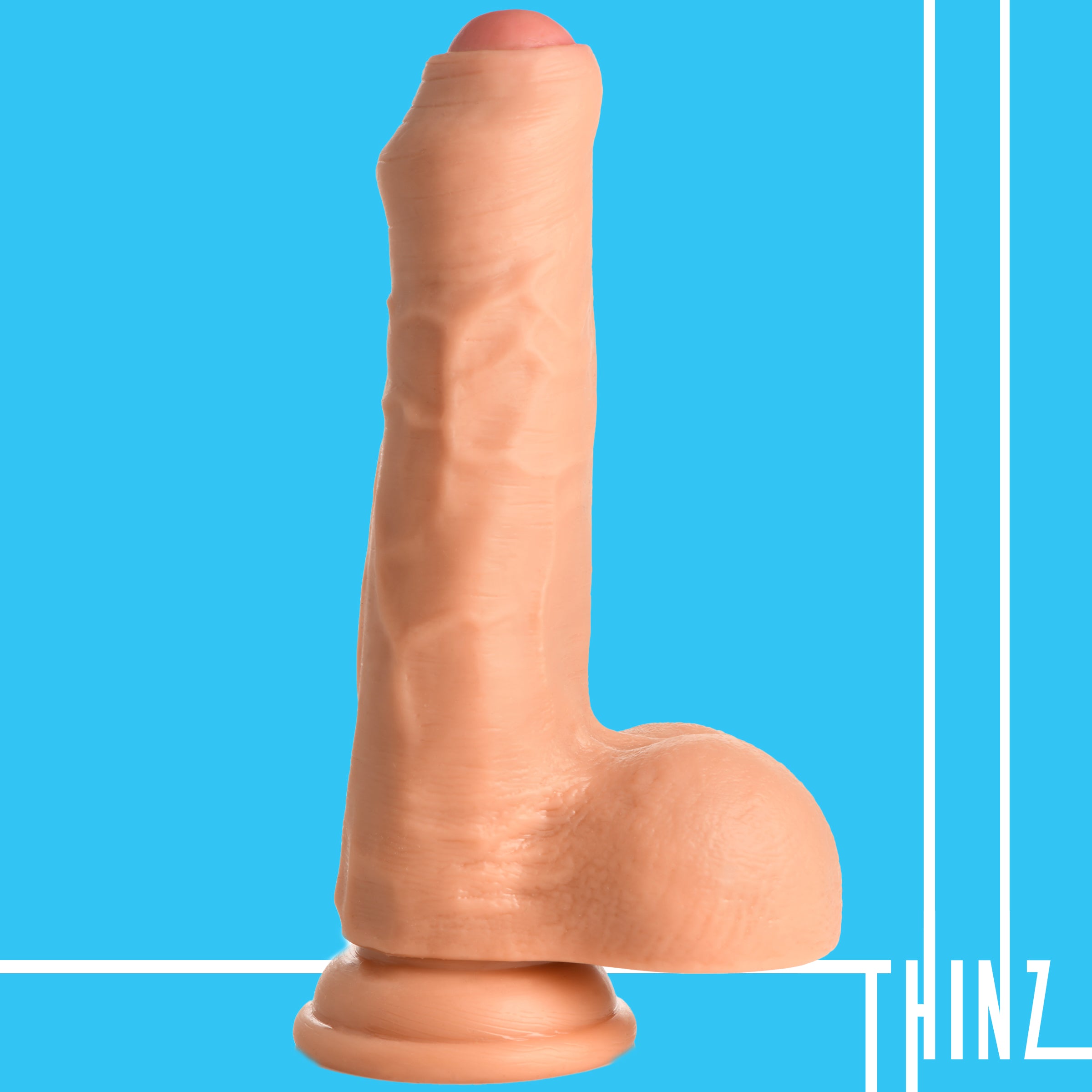 8 Inch uncut Dildo with Balls